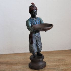Uniek Bronzen beeld van jongen met schaal