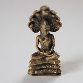 Boeddha op slangentroon van Brons voor verdrijven van de spanning