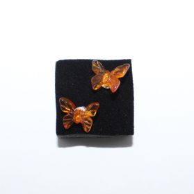 Barnsteen vlinder oorbellen in Zilver 925 