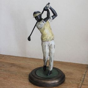 Uniek bronzen beeld van golfer