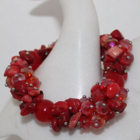 Zomer Collectie armband met Bloedkoraaltjes (ingekleurd)