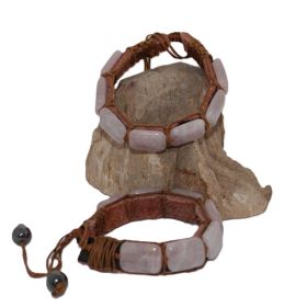Rozenkwarts armband op Leer
