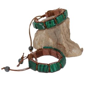 Malachiet armband op Leer Synthetisch