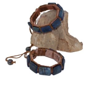 Lapis Lazuli armband op Leer