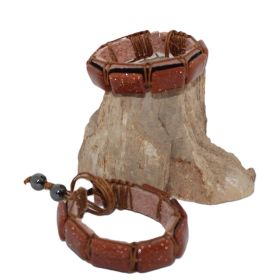 Goudsteen Bruin armband op Leer