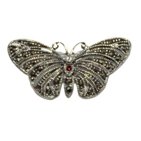 Vlinder broche van Zilver 925 met Robijntje